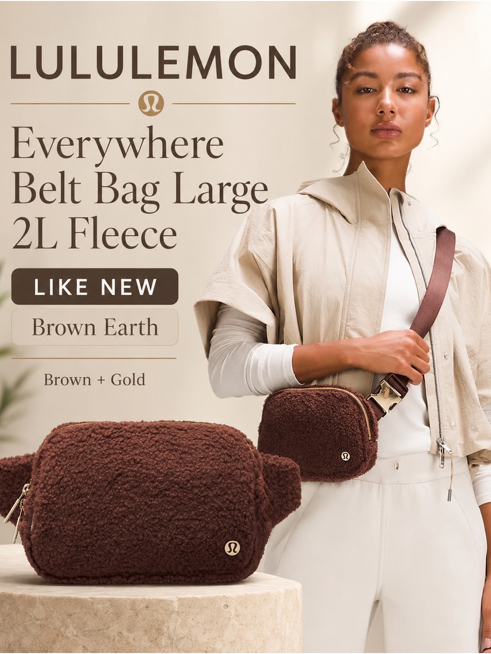 lululemon athletica Everywhere Belt Bag Large 2L Fleece - Brown Earth